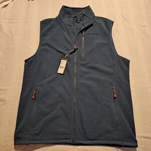 Vineyard Vines women's size Medium blue grid fleece US flag patch vest, New